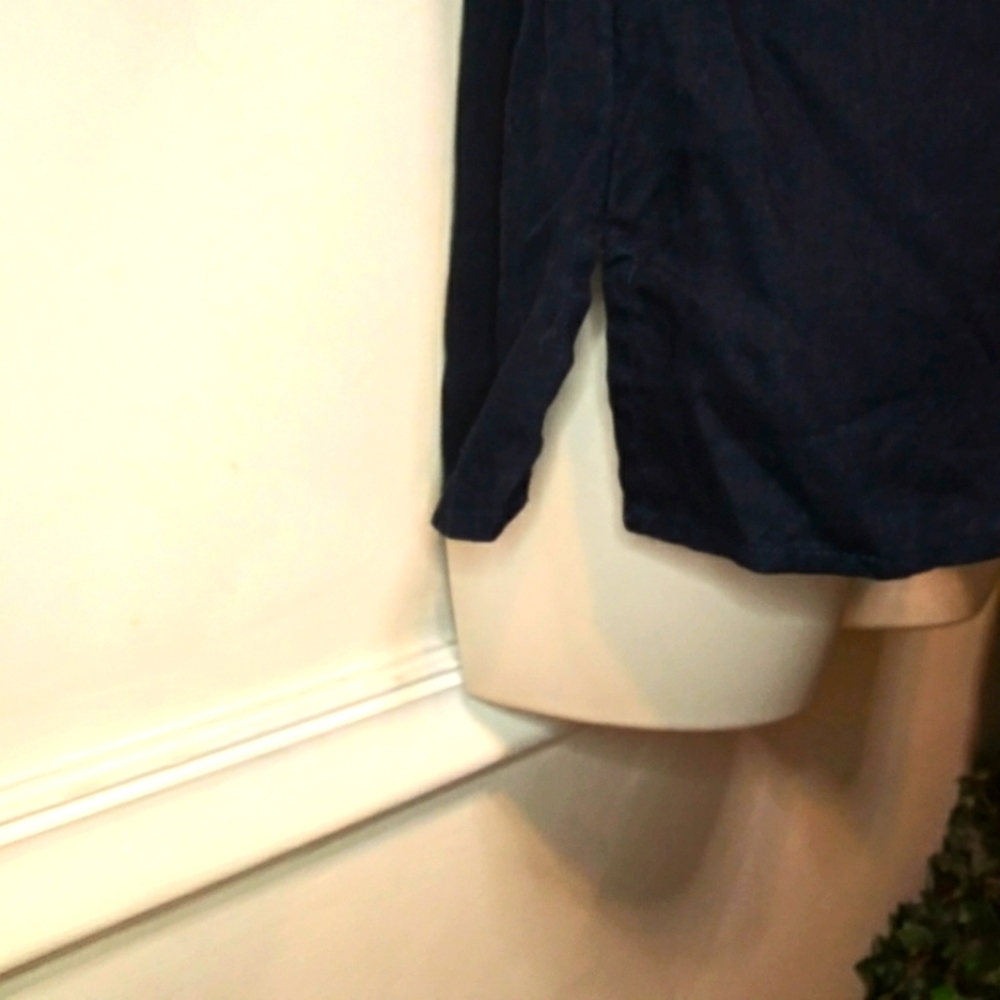 Talbots Navy & White Cord Trimmed Preppy/Coastal Linen Tunic - Picture 5 of 9